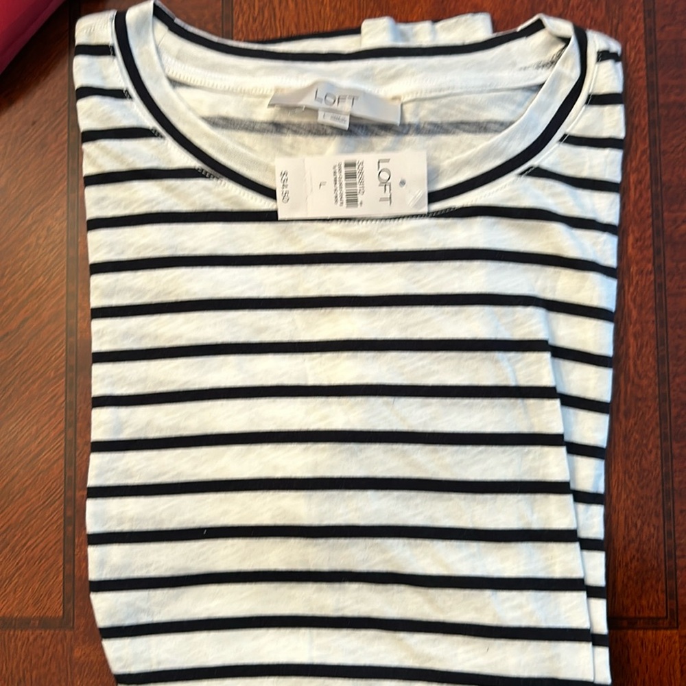 Brand new with tags Loft summer striped t shirt.  Women’s size large